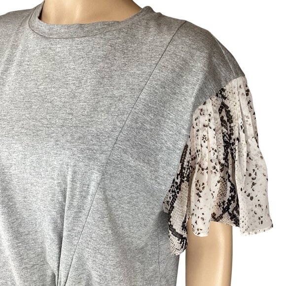 Current Air Anthropologie Top Size Small Basille Print Sleeve Grey Twist‎ Front - Picture 9 of 10